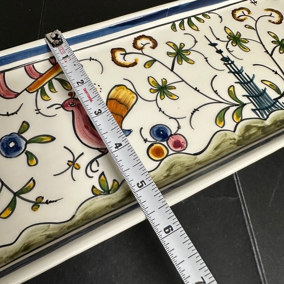 Sur la Table Appetizer Tray w/ Handles Portugal Stylized Foliage Folk Artsy - Picture 8 of 10